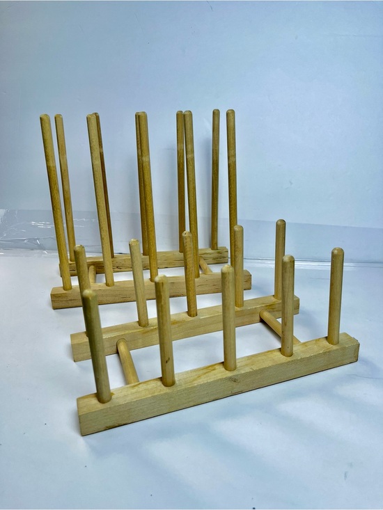 Other - Wooden Peg Dish Rack - Natural Light Wood set of 2